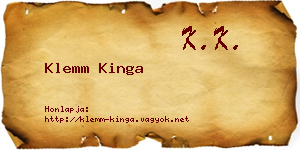 Klemm Kinga névjegykártya